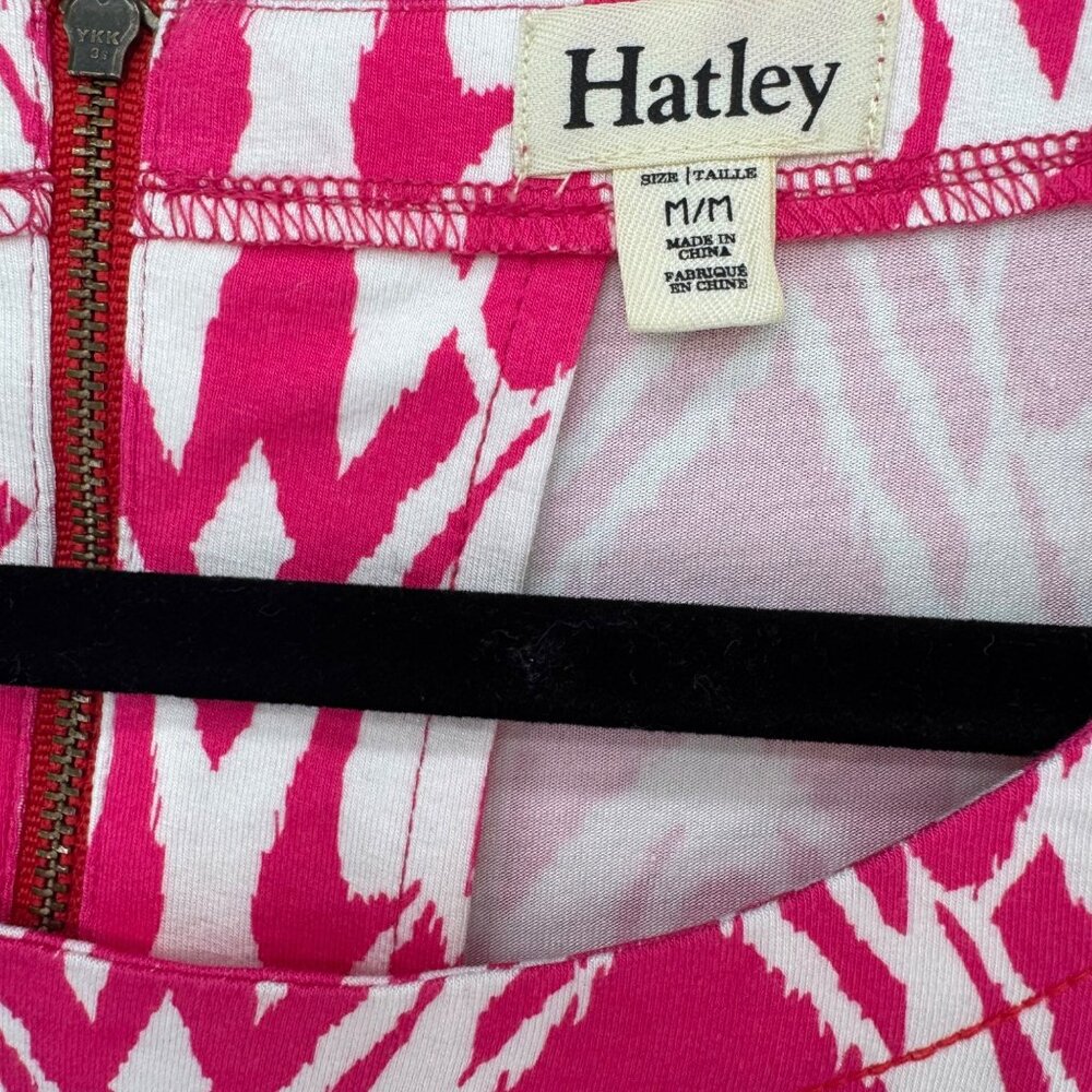 Hatley Ikat T Shirt Dress Pink White Short Cap Sleeve Stretch Back Zip Size M - Picture 4 of 10